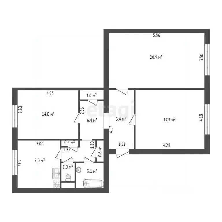 3-к кв. Санкт-Петербург Кузнецовская ул., 44 (80.0 м) - Фото 1