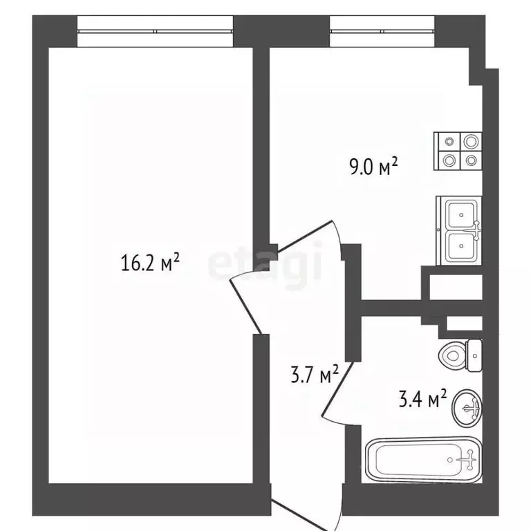 1-к кв. Ямало-Ненецкий АО, Новый Уренгой Строителей мкр, 7/2 (31.3 м) - Фото 2