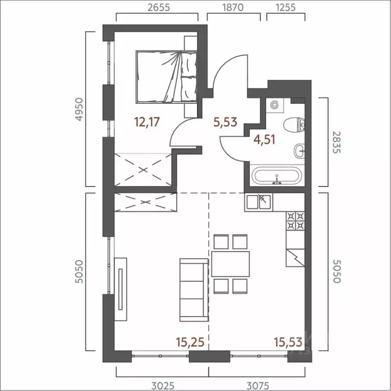 2-к кв. Иркутская область, Иркутск ул. 6-я Советская, 2 (52.99 м) - Фото 0