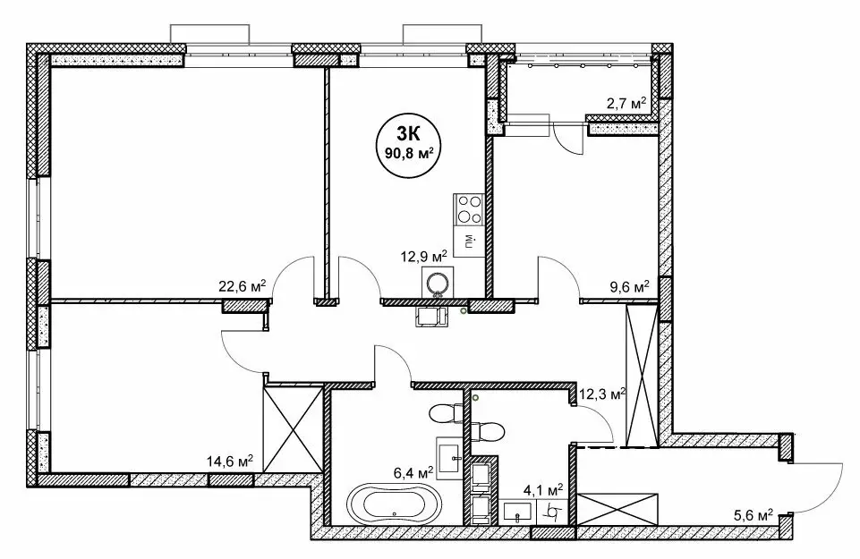3-комнатная квартира: Нижний Новгород, посёлок Cовхоза Цветы (90.8 м) - Фото 1