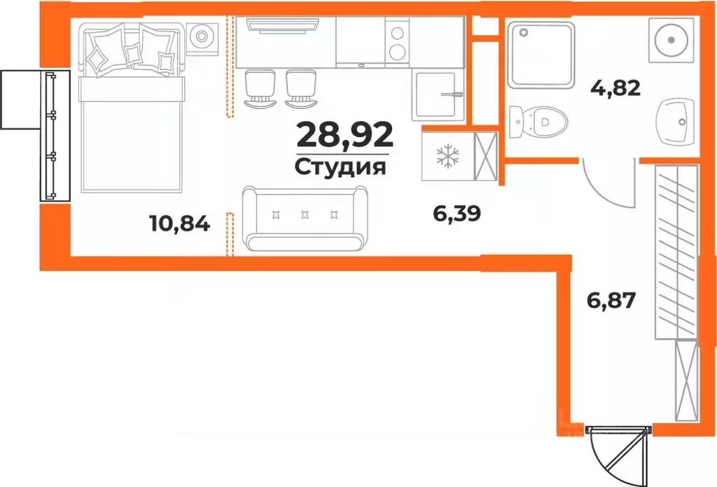 1-к кв. Хабаровский край, Хабаровск Брянский пер. (28.92 м) - Фото 1