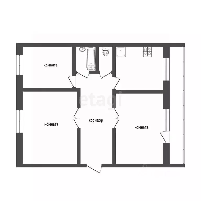 3-к кв. Челябинская область, Челябинск ул. Мира, 15 (59.0 м) - Фото 2