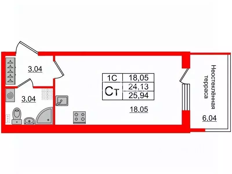 Студия Санкт-Петербург Пулковское ш., 99к6 (23.4 м) - Фото 1