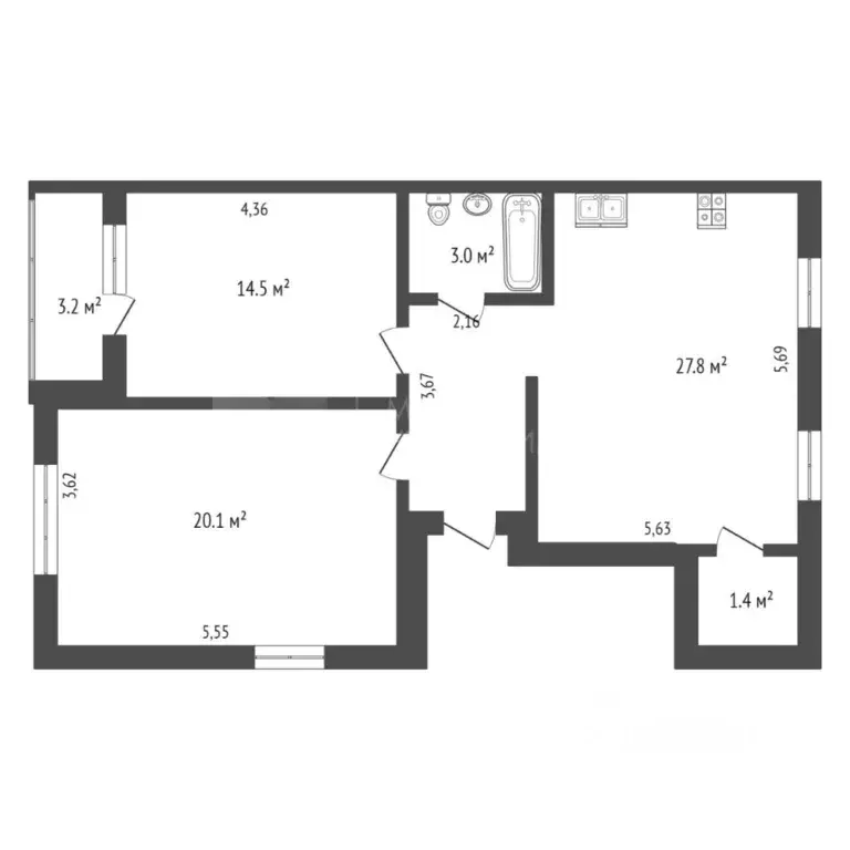3-к кв. Тюменская область, Тюмень Антипино мкр, ул. Буденного, 7 (75.6 ... - Фото 2