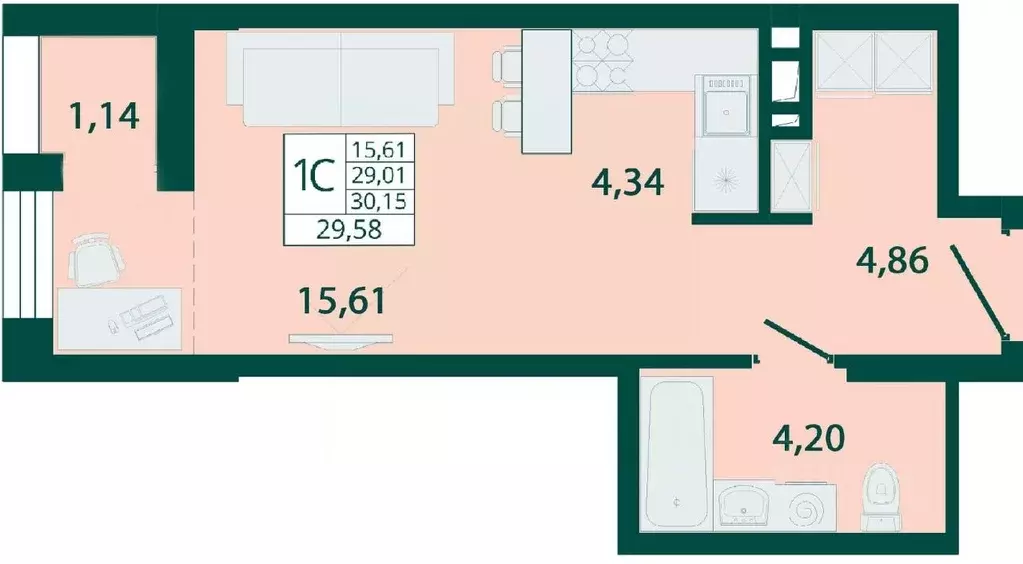 Продаётся квартира-студия, 30 м - Фото 1
