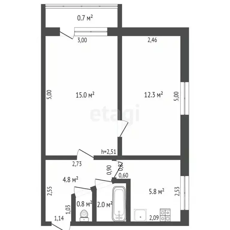 2-к кв. Брянская область, Брянск Октябрьская ул., 99 (40.7 м) - Фото 1