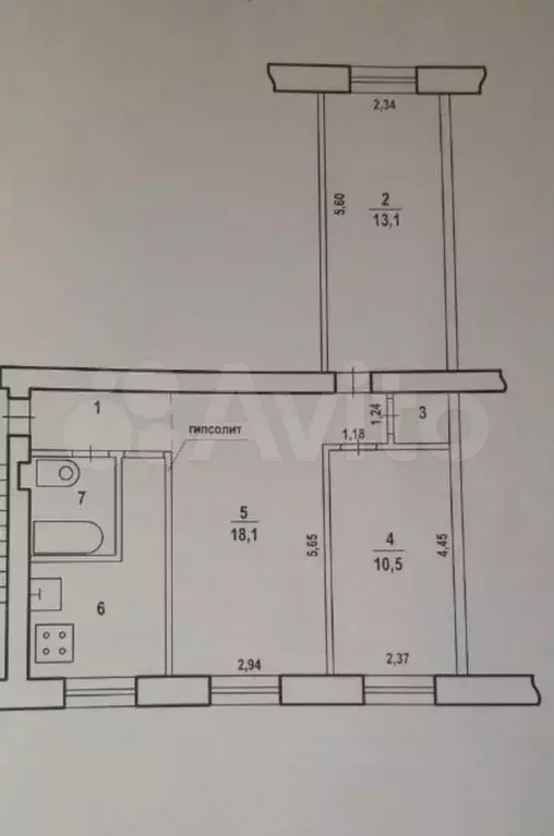3-к. квартира, 57,3 м, 2/5 эт. - Фото 0