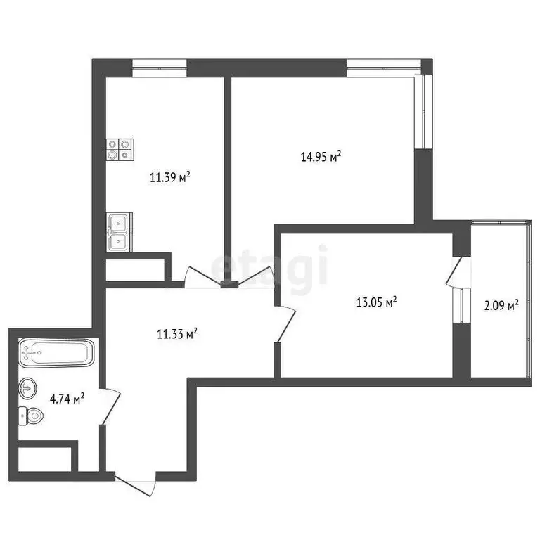 2-комнатная квартира: Туапсе, улица Портовиков, 39/2 (55.2 м) - Фото 1