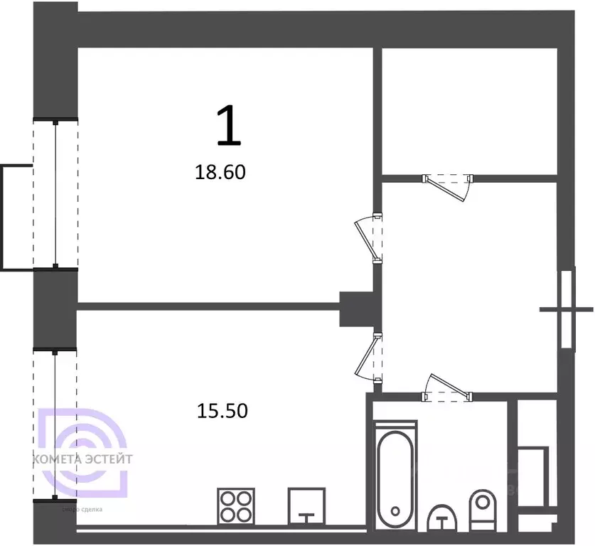 2-к кв. Москва Клинская ул., 2А (53.6 м) - Фото 1