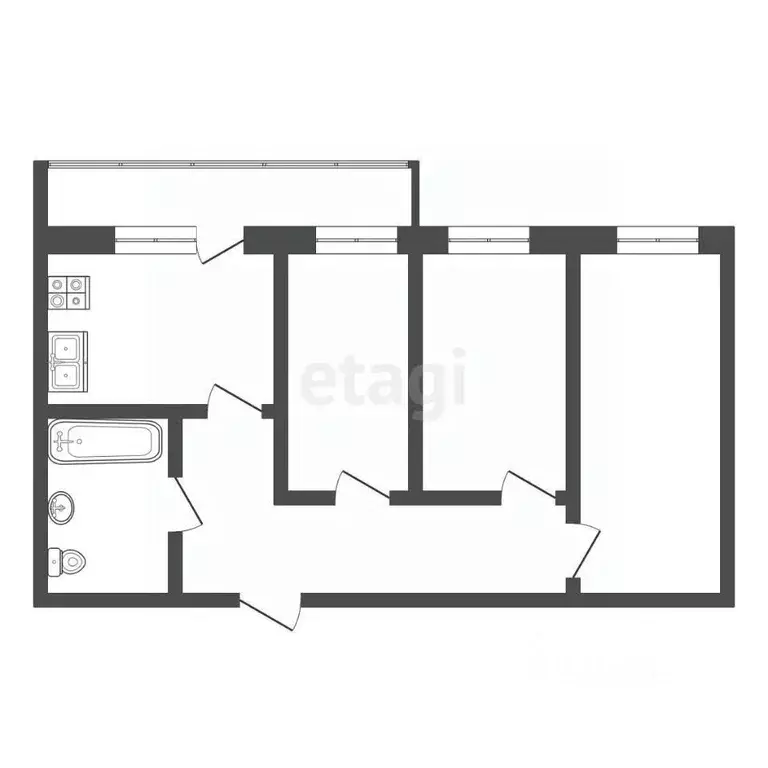 3-к кв. Омская область, Омск Семиреченская ул., 138 (70.7 м) - Фото 1