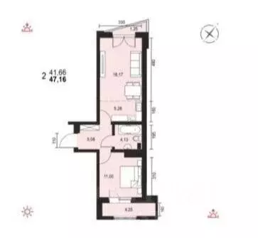 2-к кв. Иркутская область, Иркутск ул. Березовая Роща, 13Б (47.16 м) - Фото 2