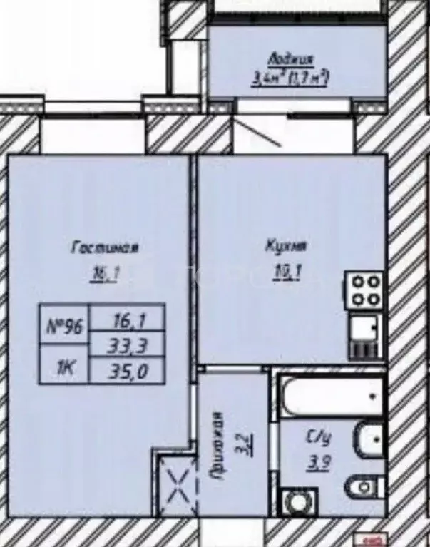 1-к кв. Алтайский край, Барнаул ул. Сухэ-Батора, 39 (35.0 м) - Фото 2