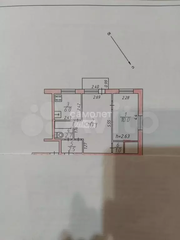 2-к. квартира, 41,7 м, 2/2 эт. - Фото 0