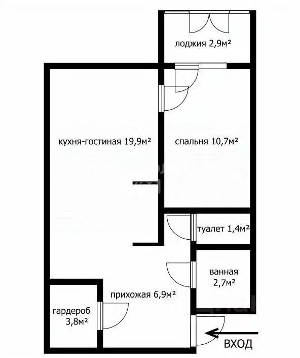 1-к кв. Томская область, Томск ул. Лебедева, 5А (44.6 м) - Фото 1