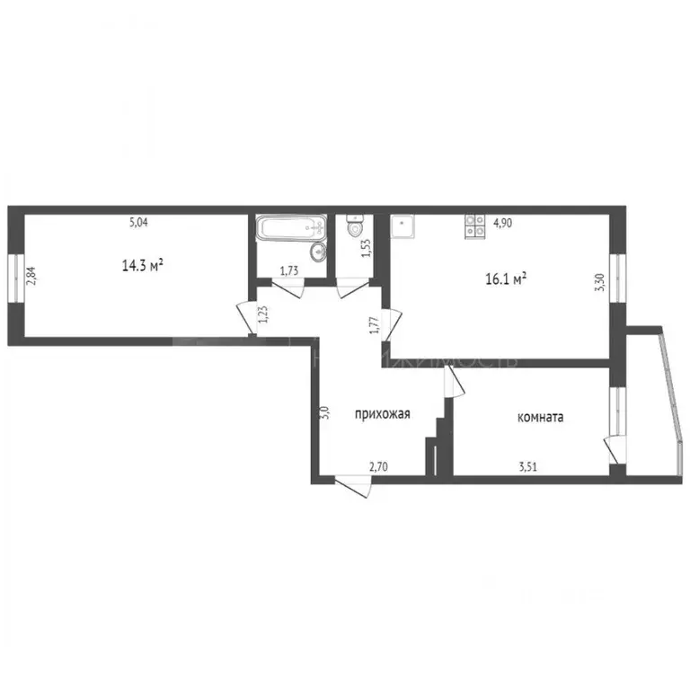 2-к кв. Тюменская область, Тюмень Антипино мкр, ул. Беловежская, 19 ... - Фото 2