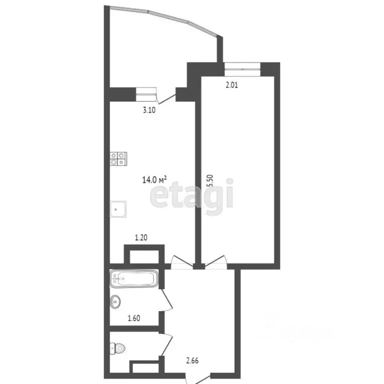 1-к кв. Тюменская область, Тюмень ул. Николая Зелинского, 1 (40.0 м) - Фото 1