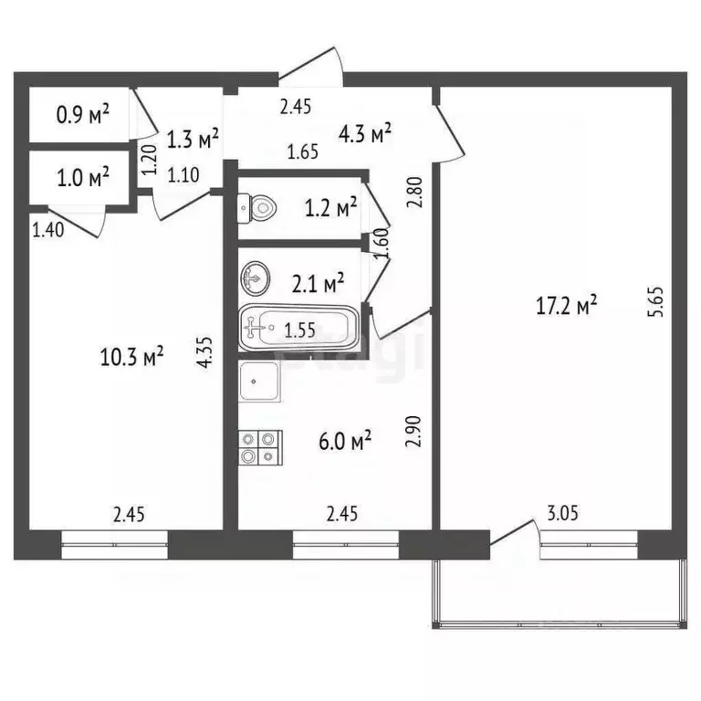 2-к кв. Архангельская область, Коряжма просп. Ленина, 19 (44.3 м) - Фото 2