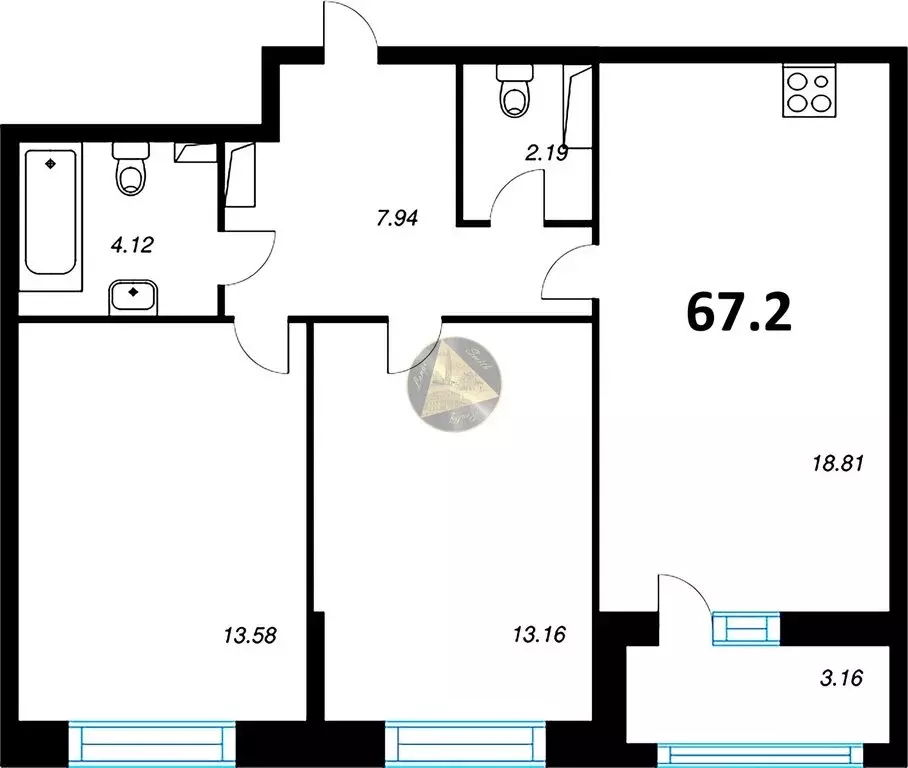 2-комнатная квартира: Санкт-Петербург, Среднерогатская улица, 13к1 ... - Фото 1