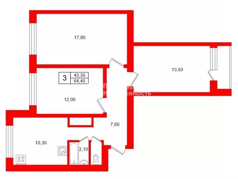 3-к кв. Ленинградская область, Сертолово Всеволожский район, Черная ... - Фото 2