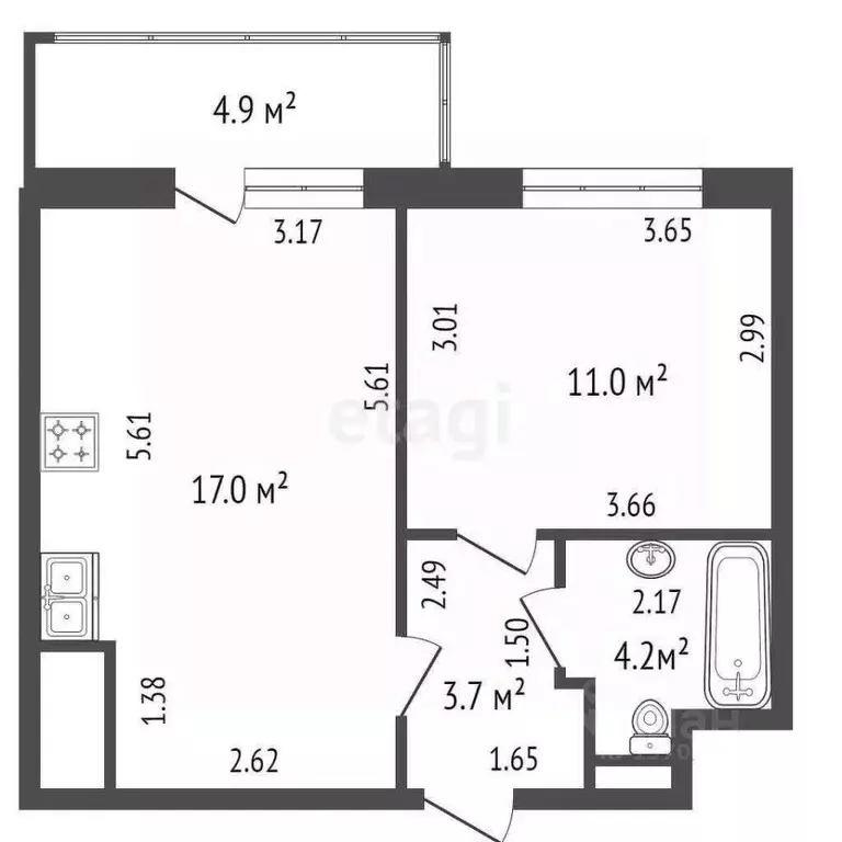 1-к кв. Санкт-Петербург ул. Верхне-Каменская, 7к2 (35.9 м) - Фото 1