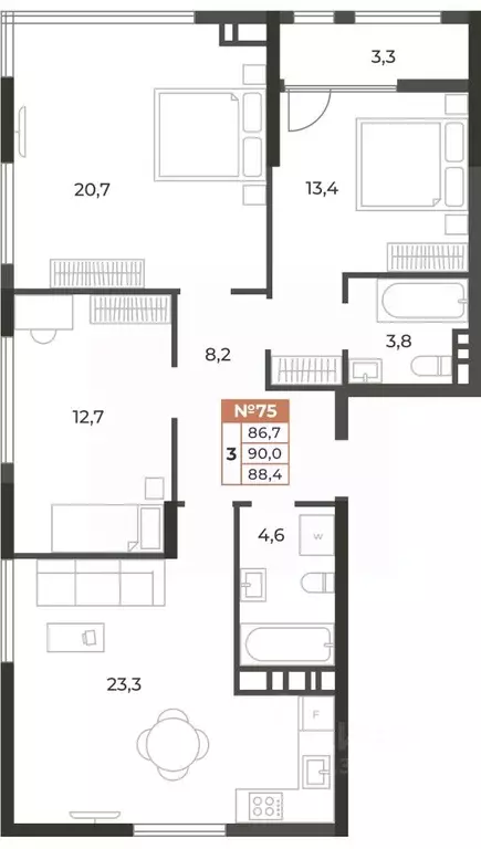 3-к кв. Крым, Симферополь ул. Караимская, 50 (88.4 м) - Фото 0