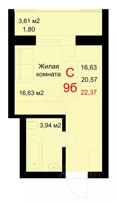 Студия Татарстан, Казань ул. Рауиса Гареева, 78Б (22.37 м) - Фото 0