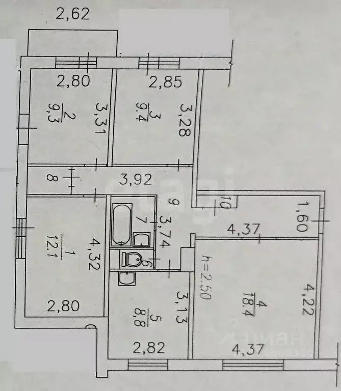 4-к кв. Кемеровская область, Новокузнецк ул. Косыгина, 55 (80.0 м) - Фото 1