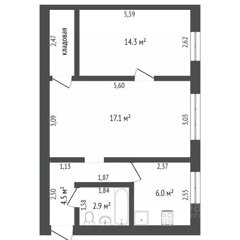 2-к кв. Башкортостан, Стерлитамак Северный мкр, ул. Черняховского, 14А ... - Фото 2