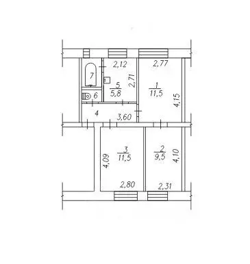 3-к кв. Кемеровская область, Новокузнецк ул. Энтузиастов, 57 (45.5 м) - Фото 1