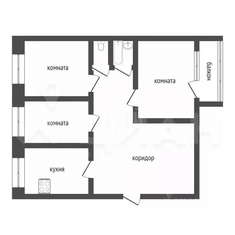 3-к кв. Курганская область, Курган ул. Дзержинского, 6А (58.2 м) - Фото 1