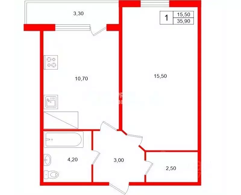 1-к кв. Санкт-Петербург пос. Парголово, ул. Николая Рубцова, 11к1 ... - Фото 2