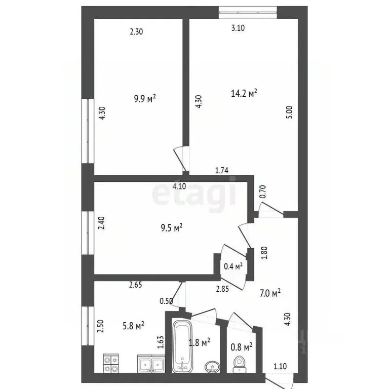 3-к кв. Башкортостан, Стерлитамак ул. Щербакова, 3 (49.4 м) - Фото 1