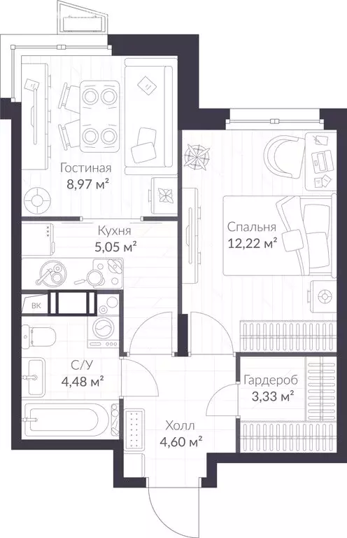 1-комнатная квартира: Сертолово, ЖК Верен Норт Сертолово (38.65 м) - Фото 0
