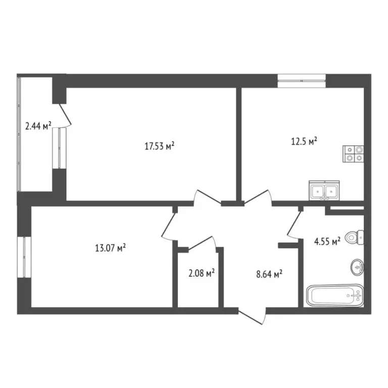 2-к кв. Тюменская область, Тюмень ул. Фармана Салманова, 12 (58.5 м) - Фото 2
