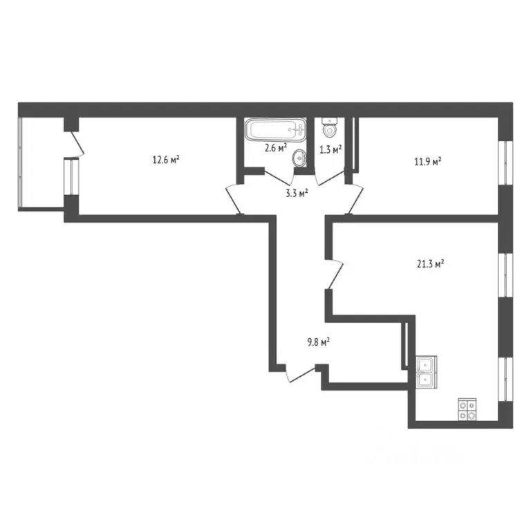 2-к кв. Тюменская область, Тюмень ул. Западносибирская, 28 (67.0 м) - Фото 2