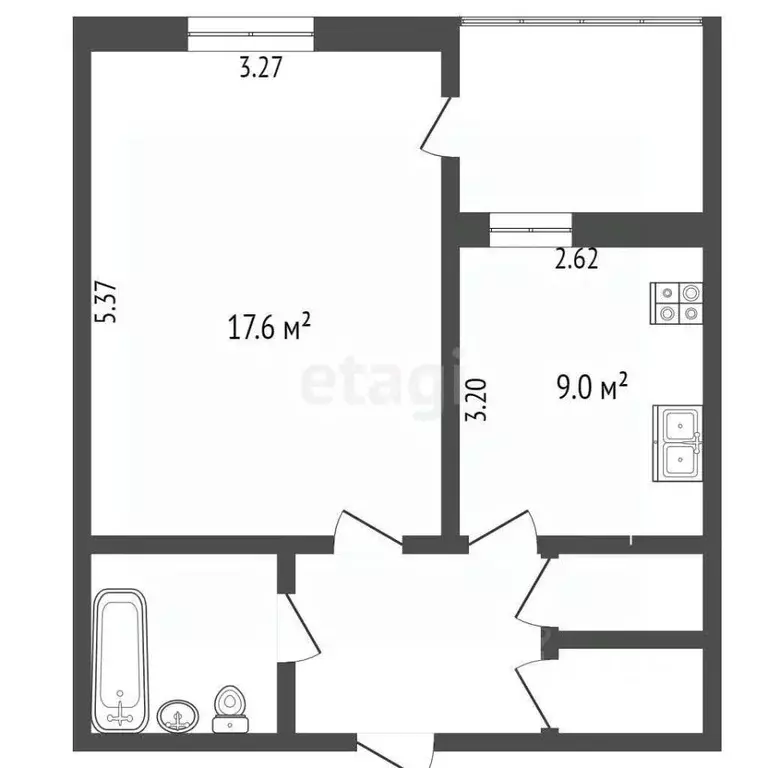 1-к кв. Белгородская область, Белгород ул. Губкина, 27 (36.6 м) - Фото 1
