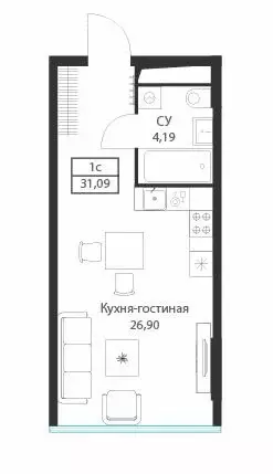 Квартира-студия: Москва, улица Академика Ильюшина, 21с5 (31.09 м) - Фото 0