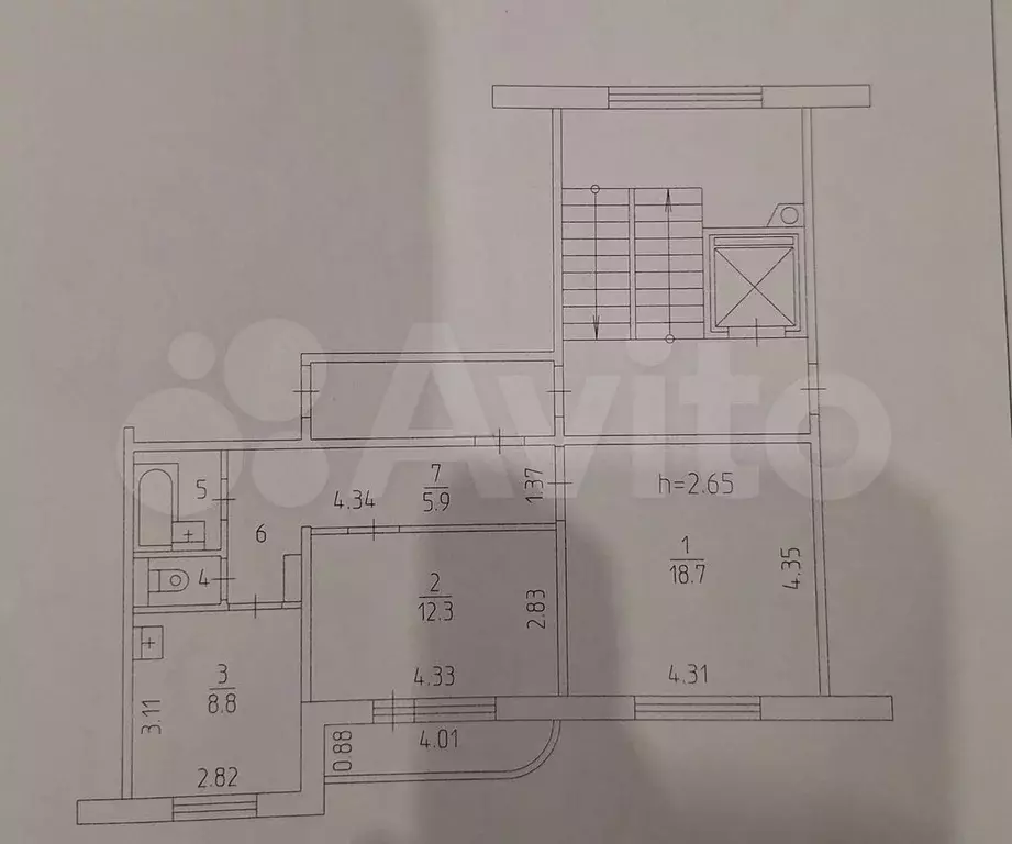 2-к. квартира, 56 м, 4/10 эт. - Фото 0