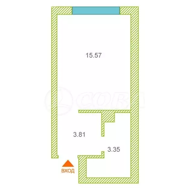 Квартира-студия: Тюмень, Лесопарковая улица, 1к1 (20.3 м) - Фото 1
