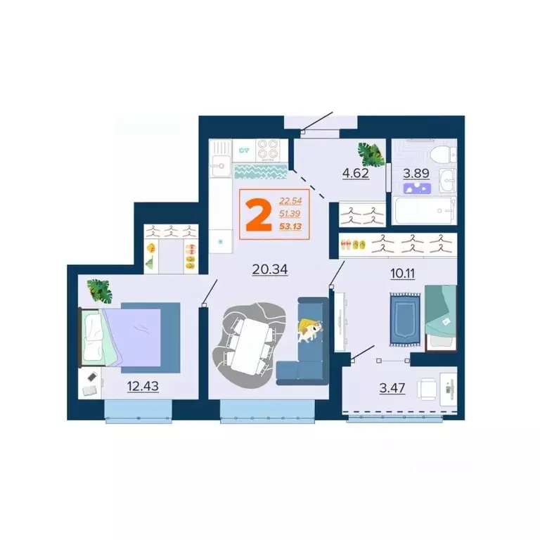 2-к кв. Брянская область, Брянск Московский мкр, 28 (53.13 м) - Фото 1