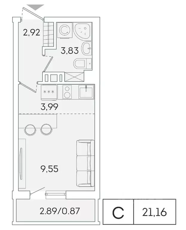 Студия Ленинградская область, Мурино Всеволожский район, ул. Графская, ... - Фото 0