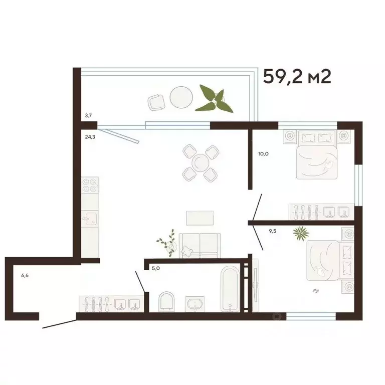 3-к кв. Приморский край, Владивосток Луговая ул. (59.2 м) - Фото 1