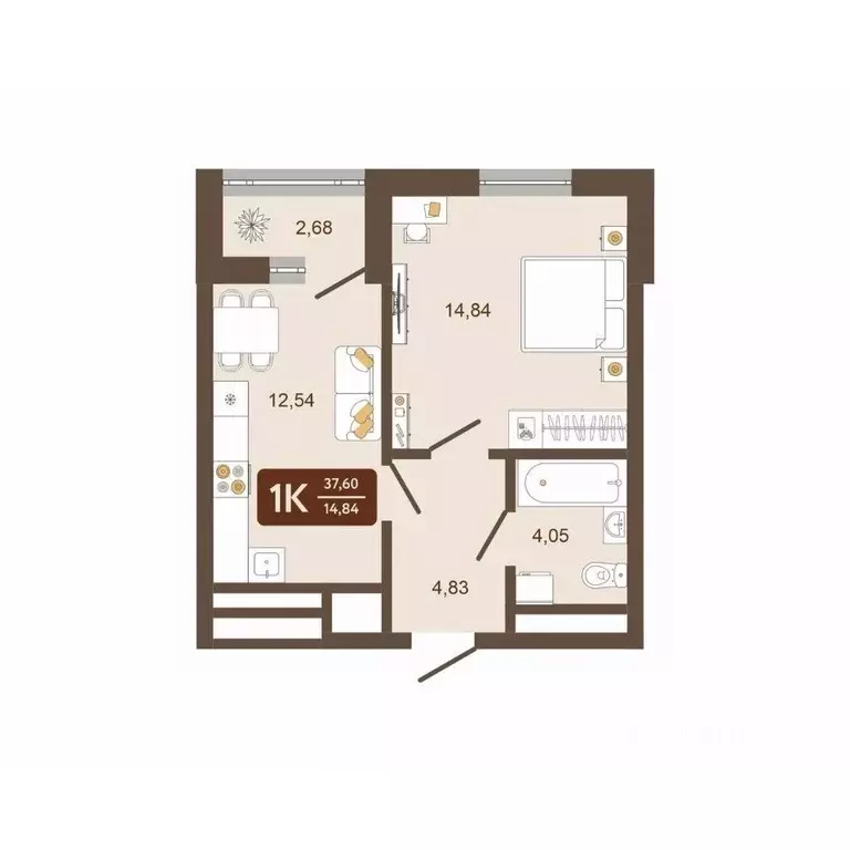 1-к кв. Кемеровская область, Новокузнецк Макеевская ул. (37.6 м) - Фото 2