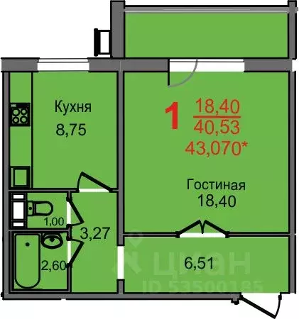 1-к кв. Челябинская область, Челябинск Новороссийская ул., 9А (43.065 ... - Фото 0