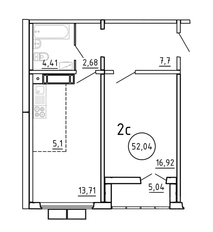 2-к кв. Челябинская область, Челябинск ул. Блюхера, 2.3.1 (52.04 м) - Фото 1