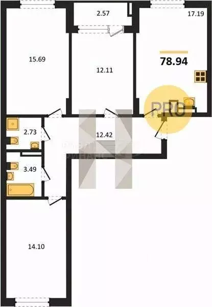 3-к кв. Калининградская область, Калининград Батальная ул., 65Б (78.27 ... - Фото 0
