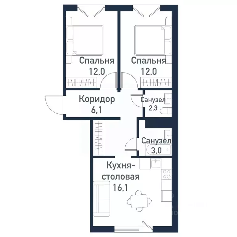 2-к кв. Челябинская область, Челябинский городской округ, пос. ... - Фото 1
