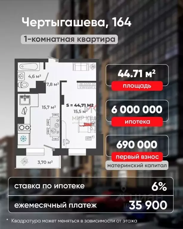 1-к кв. Хакасия, Абакан Трудовая ул., 59 (47.71 м) - Фото 1