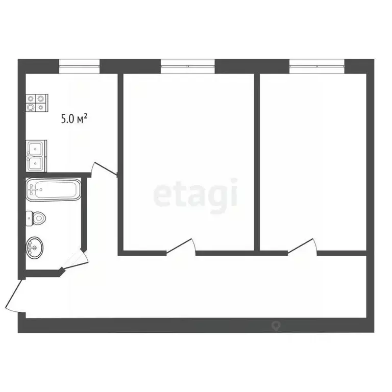 2-к кв. Ростовская область, Ростов-на-Дону Казахская ул., 69б (45.0 м) - Фото 1