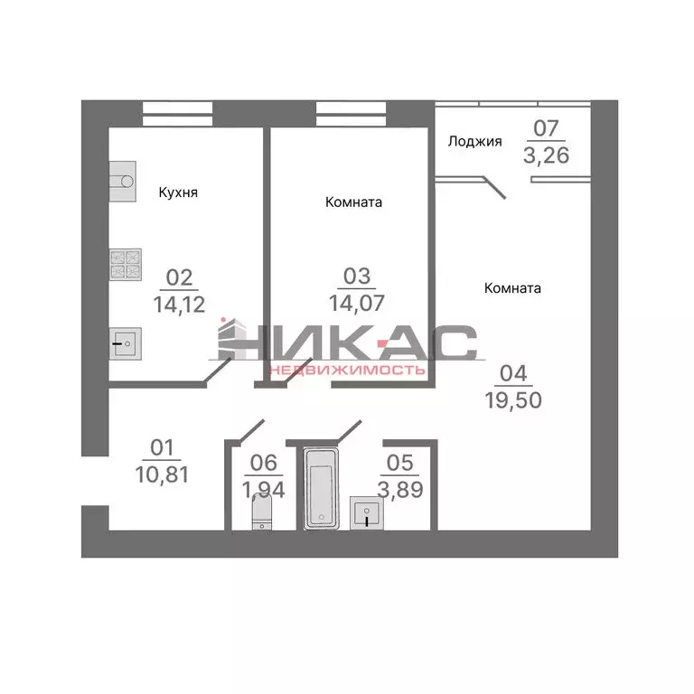 2-комнатная квартира: Карачиха, Радужный переулок, 4 (65.8 м) - Фото 0